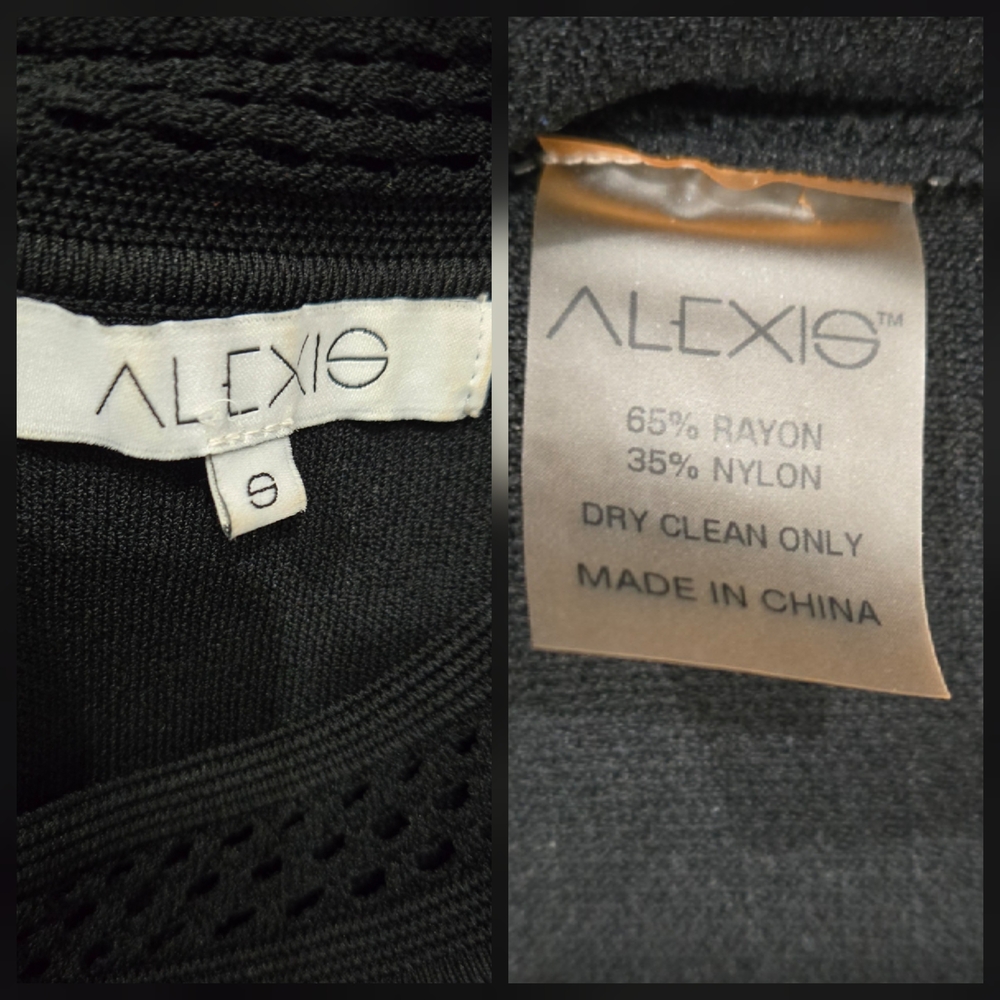 Alexis Black Mesh Panel Bandage Cropped Knit Top Size S - Picture 9 of 9